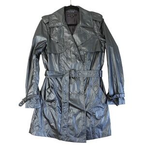 Lafayette 148 New York Metallic Gray Trench Coat